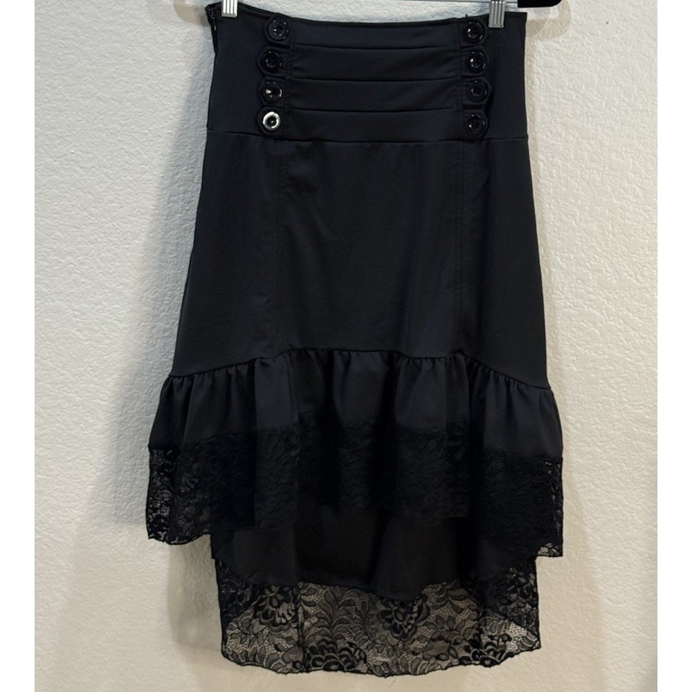 Alivila.Y Fashion Womens Gothic Steampunk Asymmetrical Skirt Black Cosplay Sz M‎